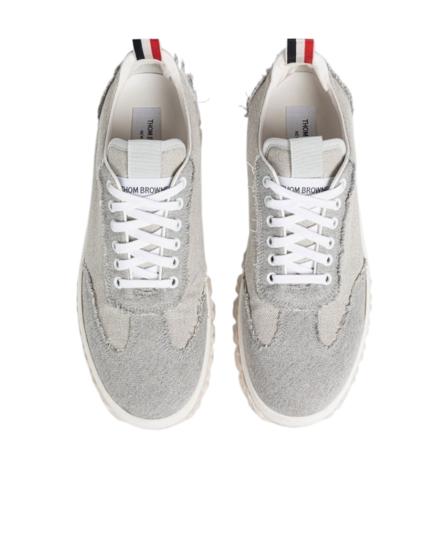 Thom Browne Low-top Frayed Sneakers In White