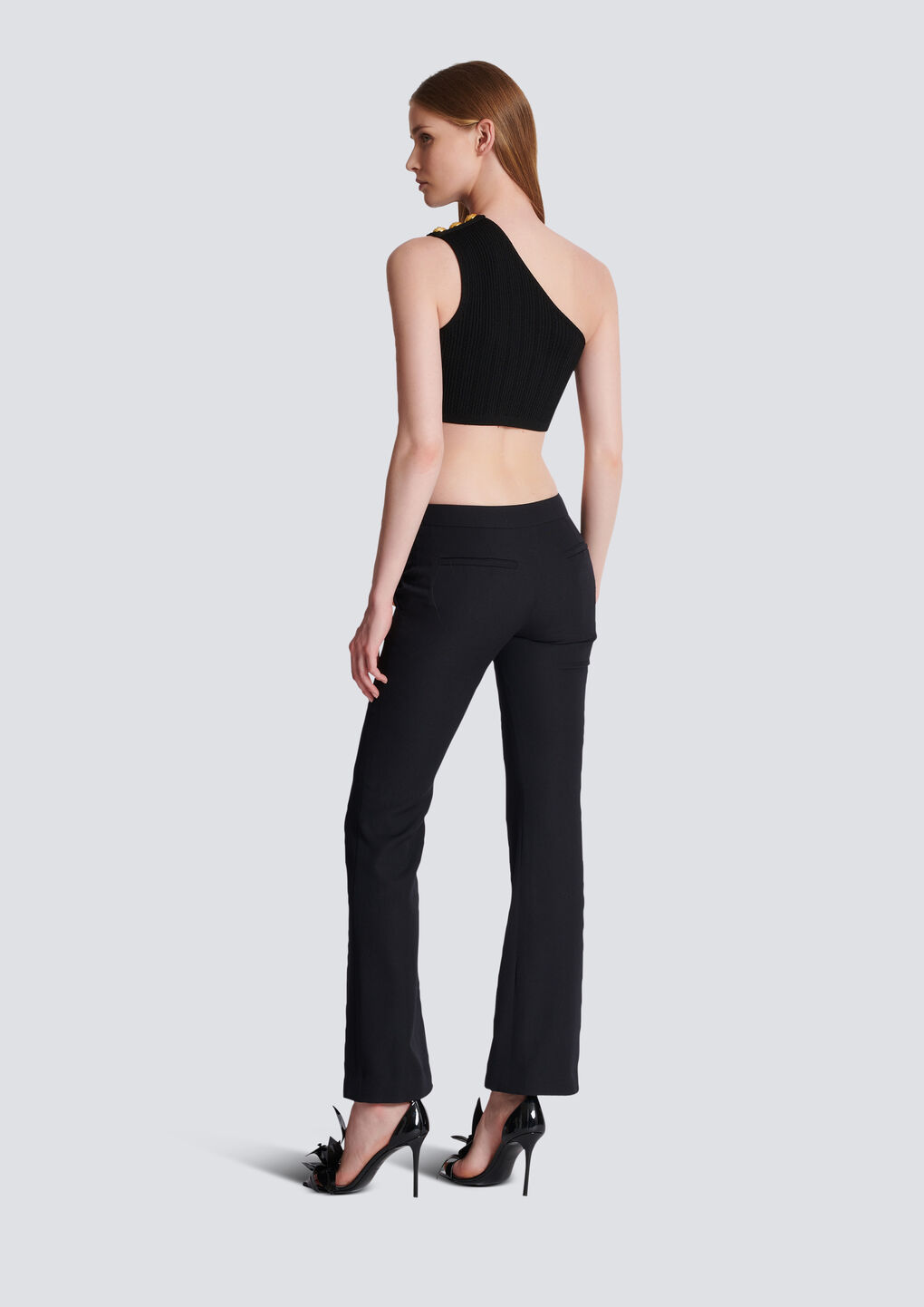 Balmain Flared Virgin-wool Trousers In Black
