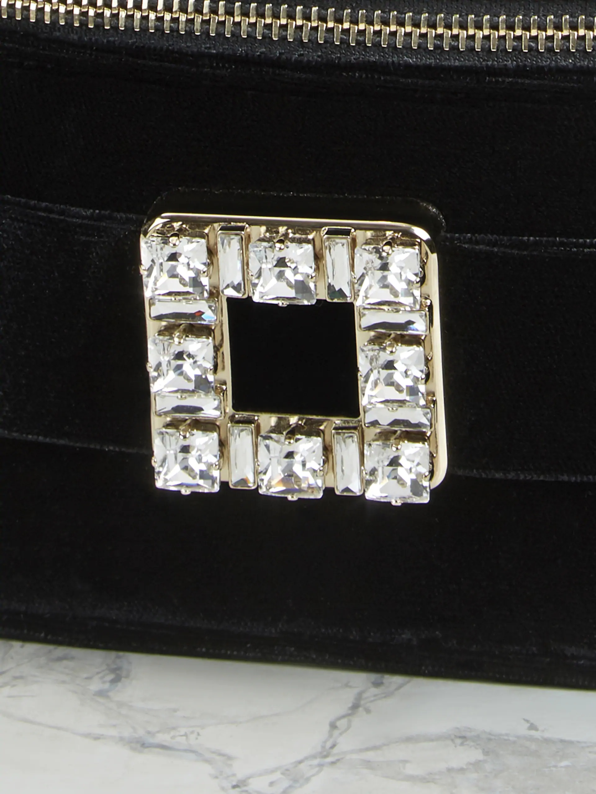 Roger Vivier Vanity Strass Buckle Micro Tote Bag In Black