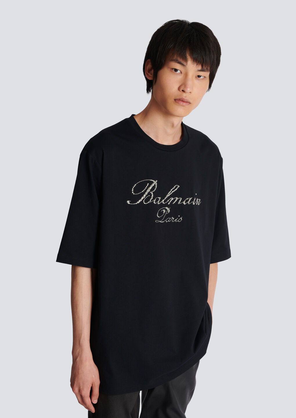 Balmain Signature Embroidered T-shirt In Black