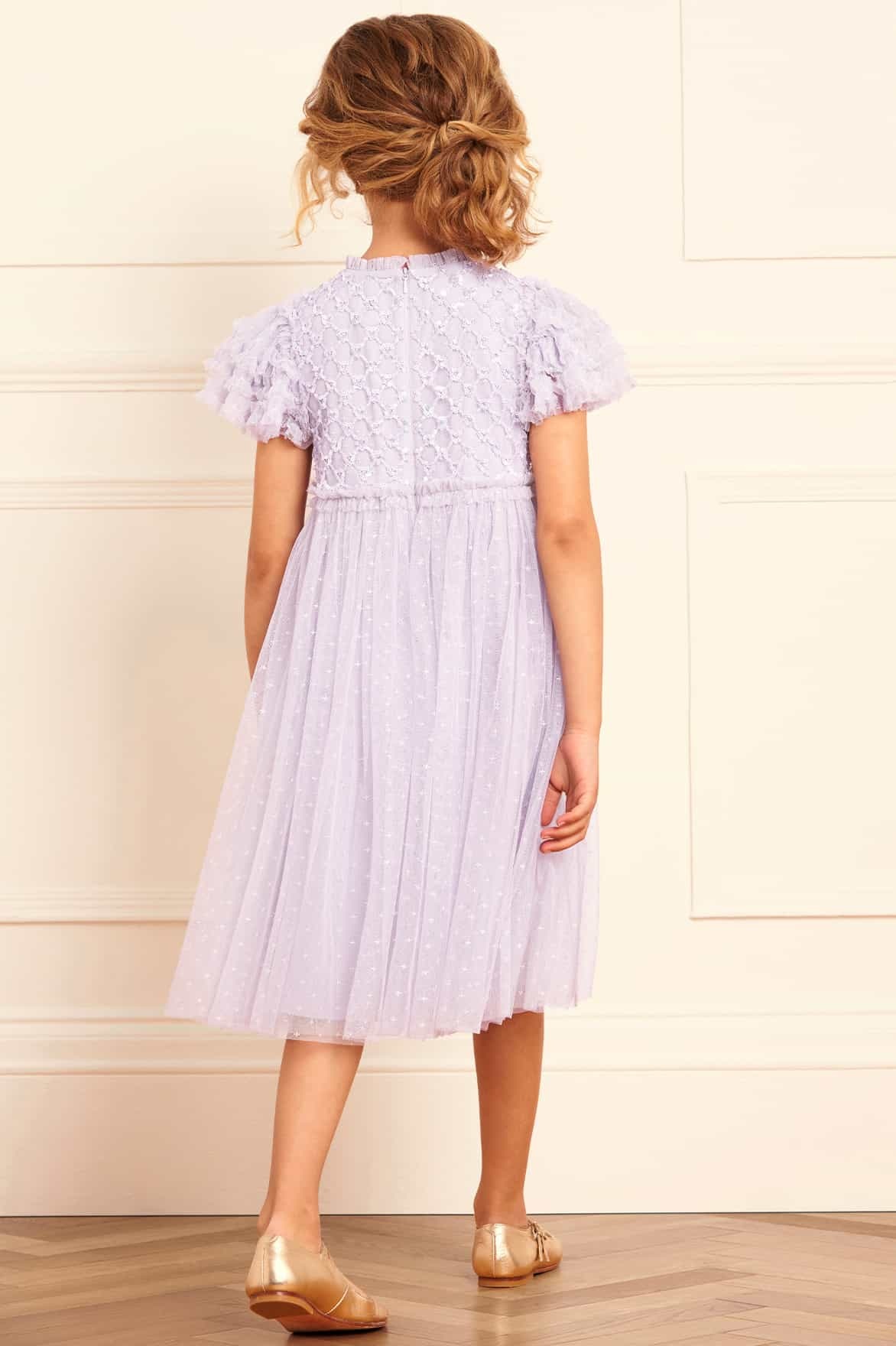 Needle & Thread Heart Lattice Tulle Dress In Purple