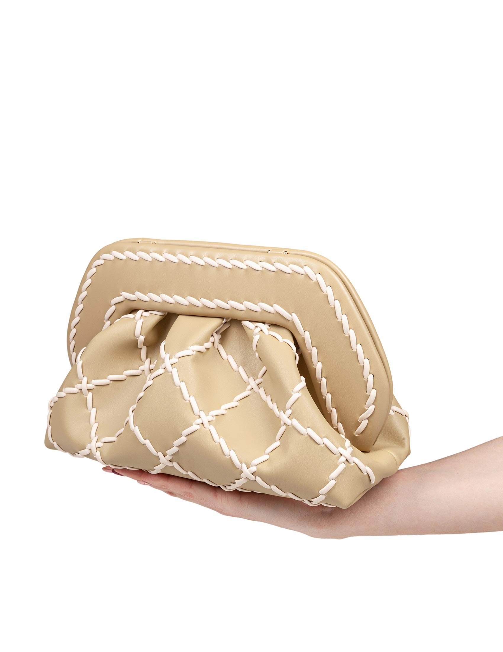 Themoirè Magnetic Clasp Clutch In Nude