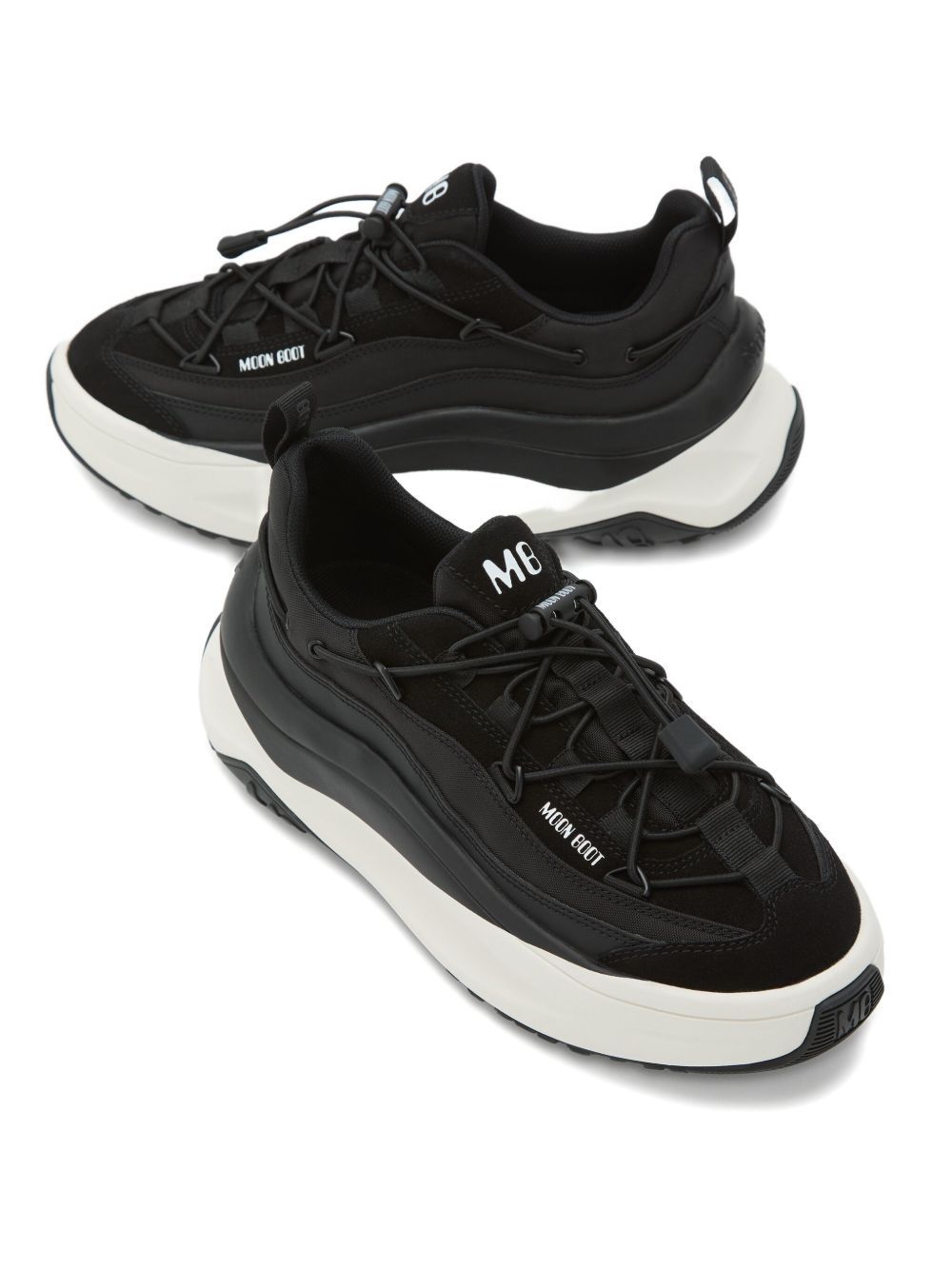 Moon Boot Blackwhite Round Toe Sneakers In Black