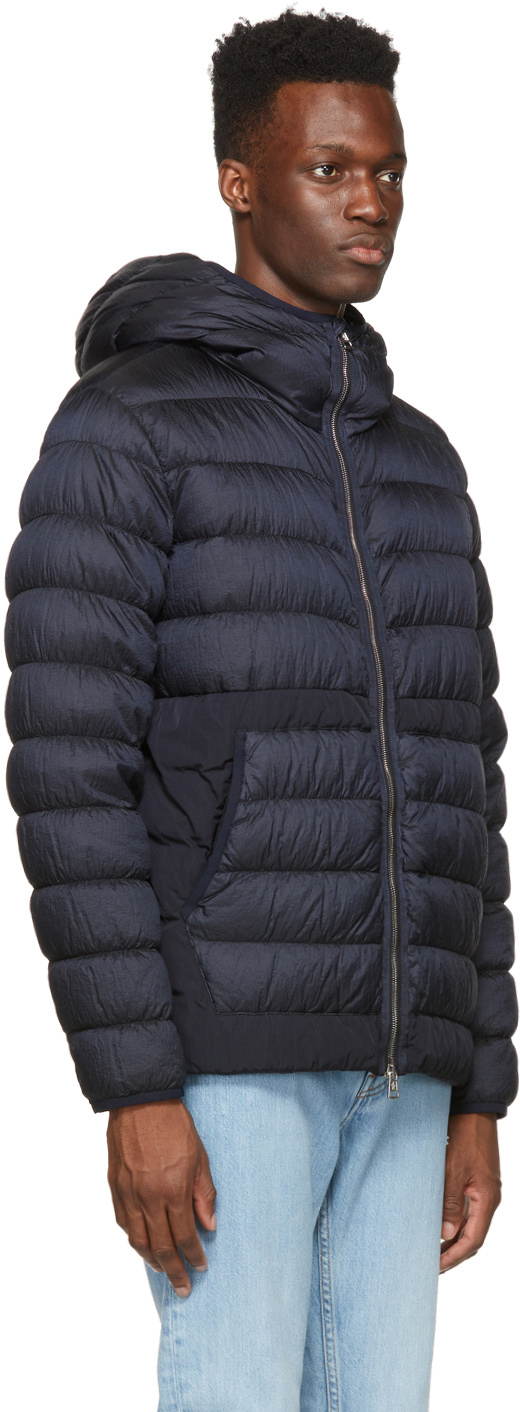 Shop Moncler Hooded Quilted Down Jacket In Blue