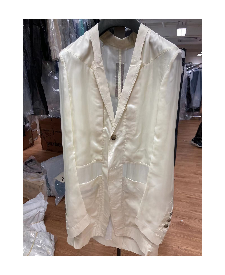 Rick Owens Strap-detail Single-breasted Blazer In White