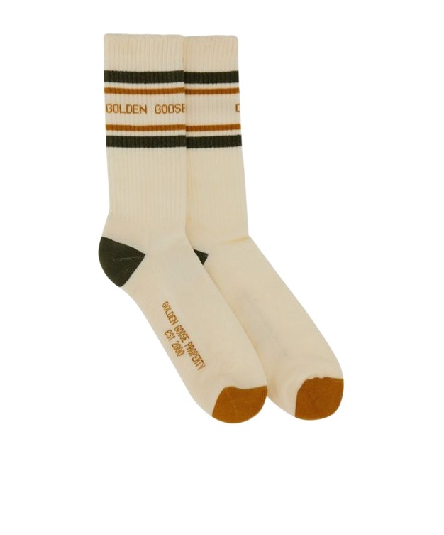 Golden Goose Deluxe Brand Striped Ribbed-knit Socks In Neutral