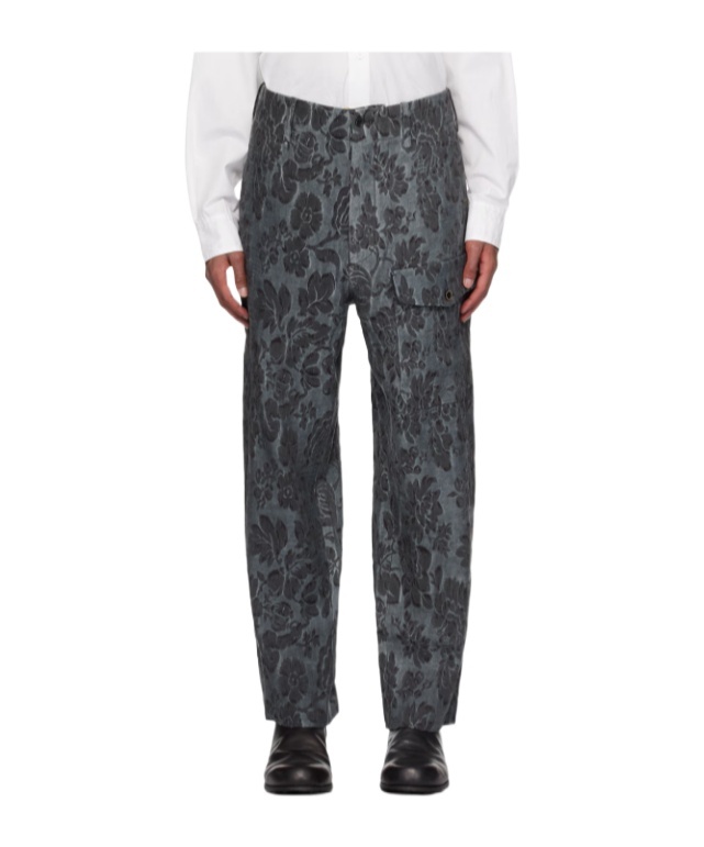 Uma Wang Floral Jacquard Pattern Track Pants In Gray