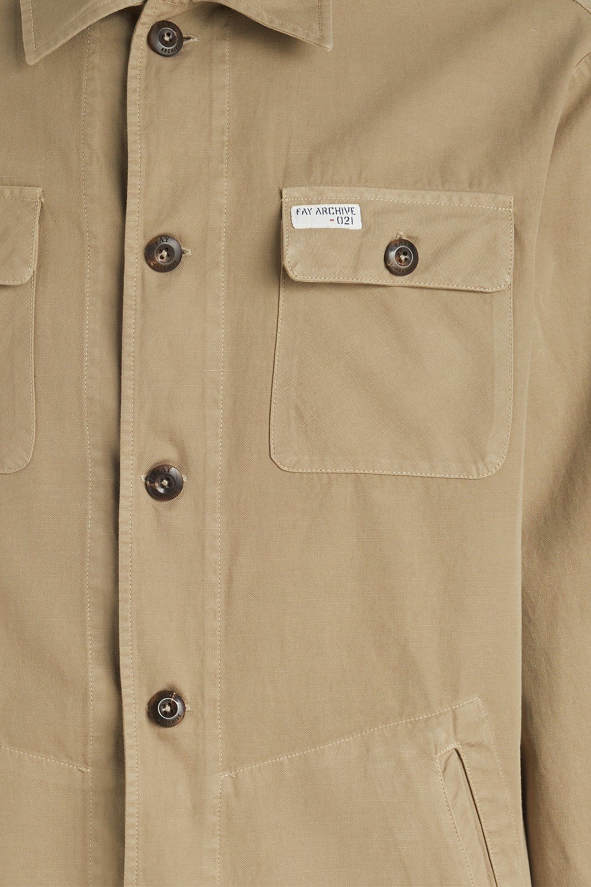 Fay Button-down Long-sleeve Shirt In Nude