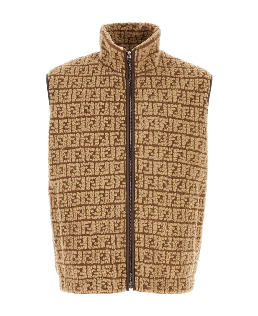 Fendi Teddy Vest Gilet Beige In Brown