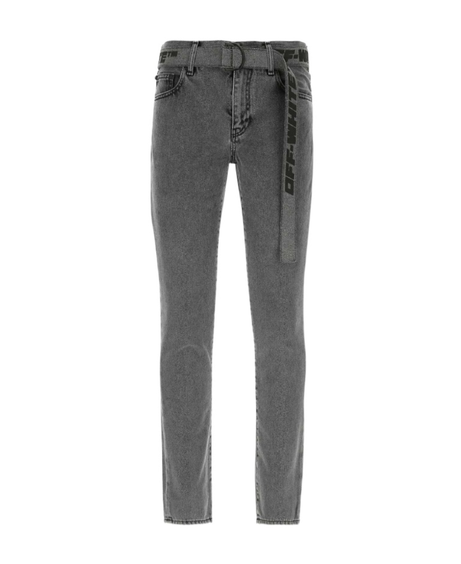 Off-white Mid-rise Straight-leg Jeans In Gray