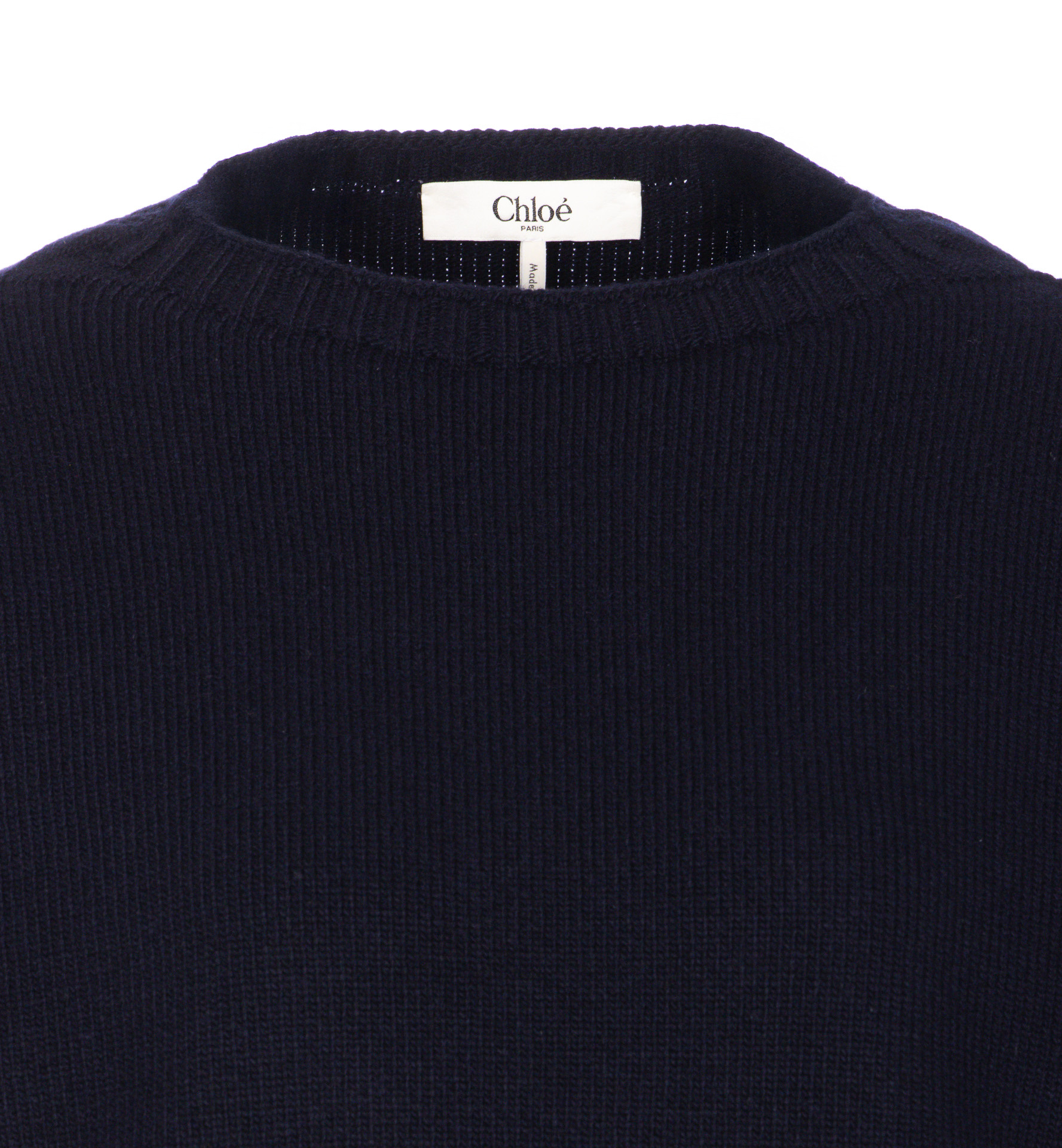Chloé Knitwear Crewneck Long Sleeves Ribbed Finish In Black