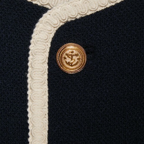 Gucci Chlorophyll Formula-embroidered Tweed Jacket In Blue