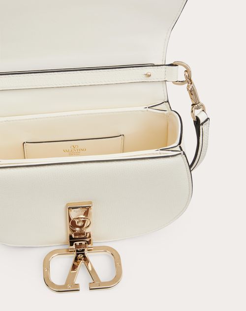 Valentino Vsling Shoulder Bag In Grainy Calfskin In White