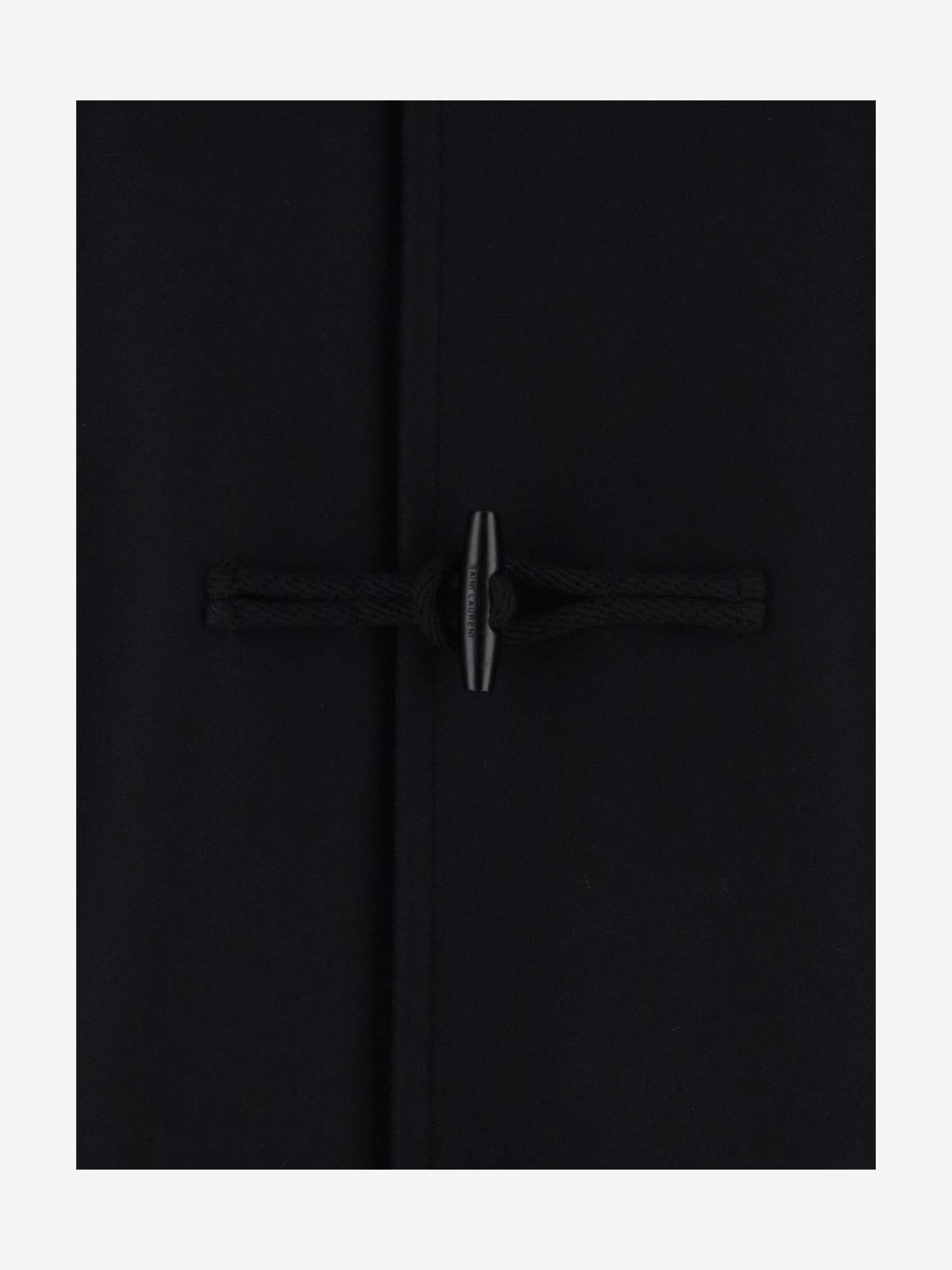 Saint Laurent Short Wool Duffle Coat In Black