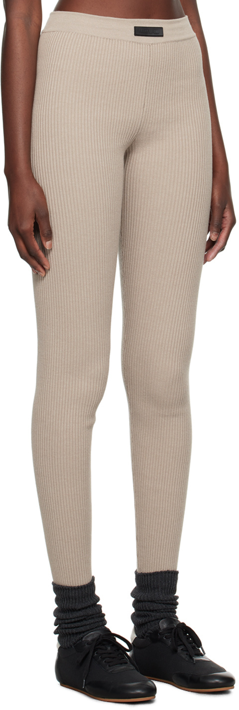 Essentials Beige Patch Leggings In Neutral