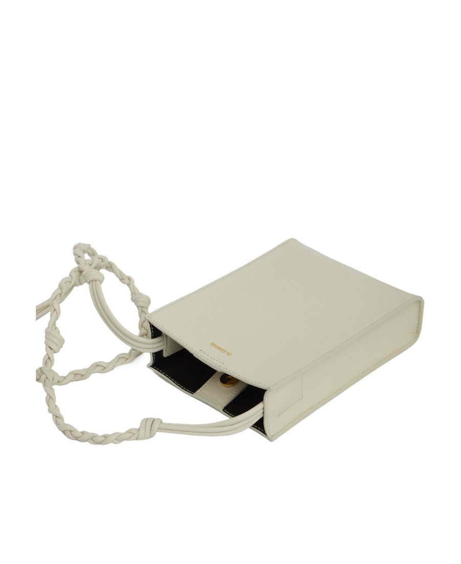 Jil Sander Ivory Leather Small Tangle Shoulder Bag In White