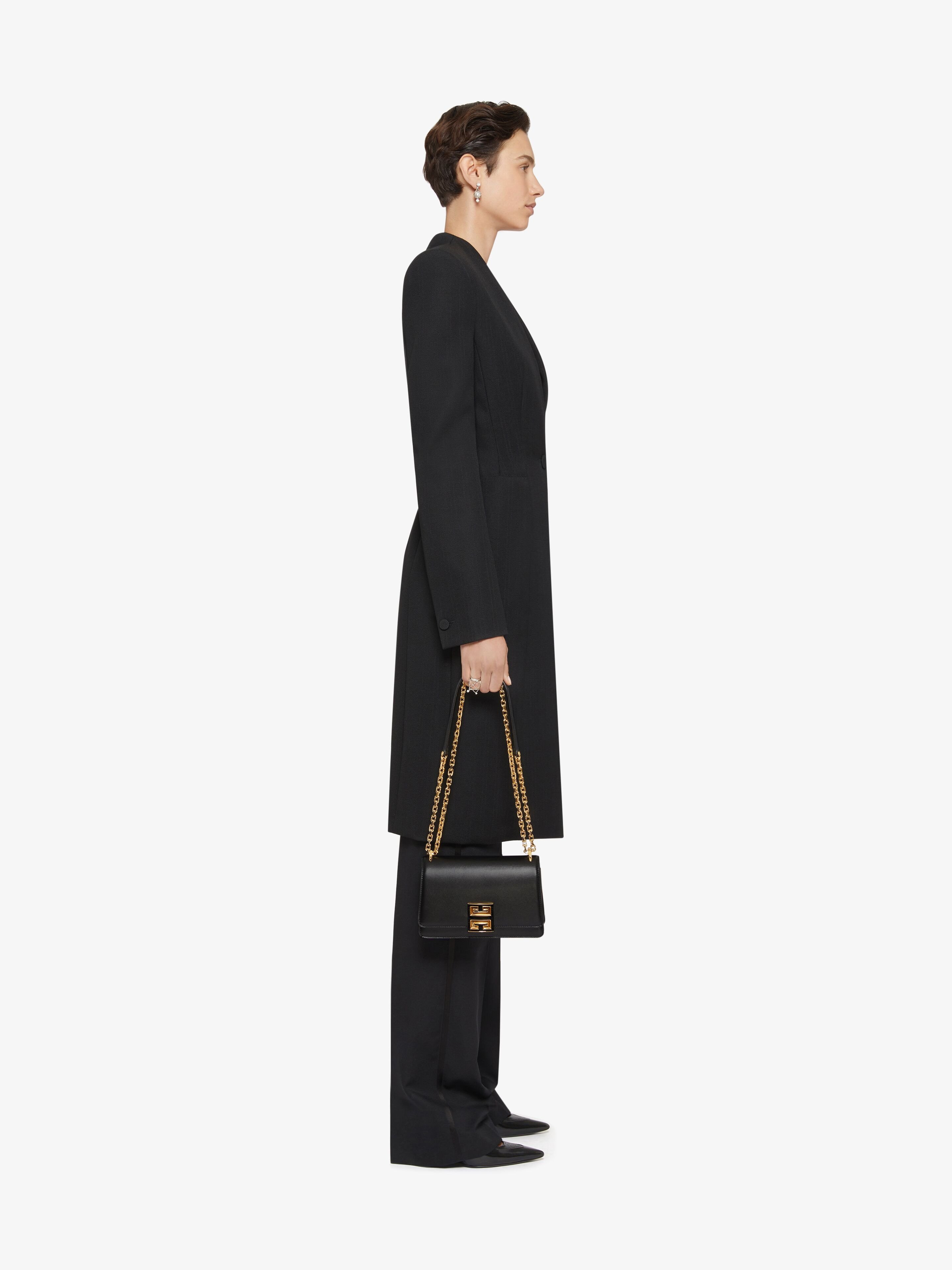 Givenchy Hourglass Wool Top Coat In Black