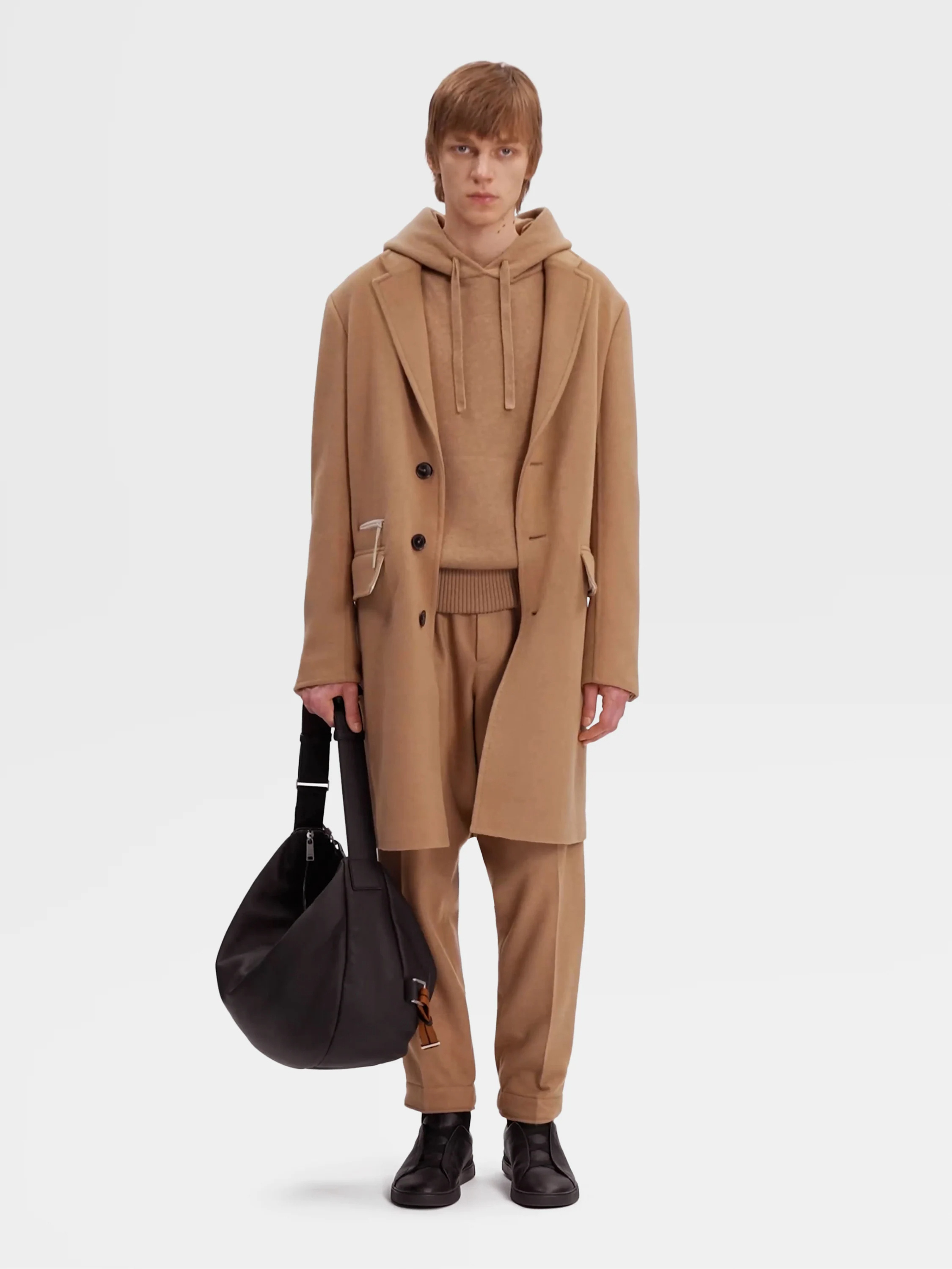 Shop Zegna Oasi Drawstring Cashmere Hoodie In Nude
