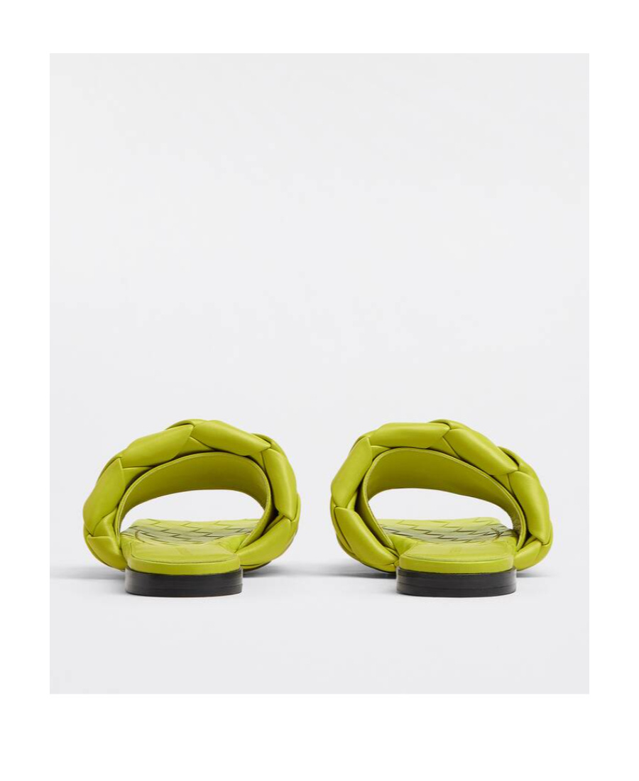 Bottega Veneta Green Intreccio Lido Flat Sandals In Green
