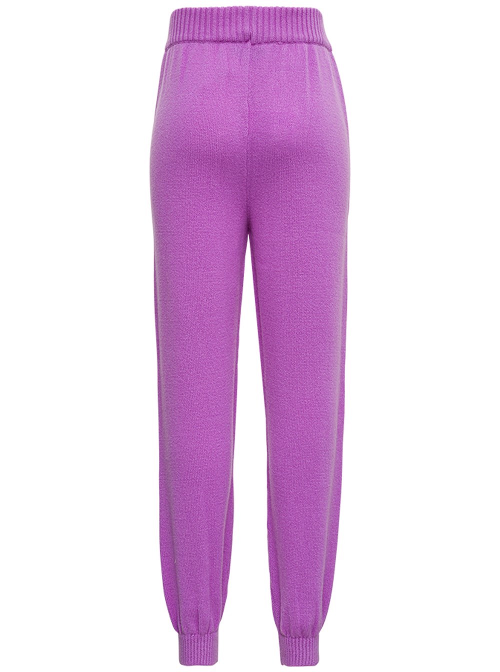 Msgm Merino-blend Knitted Track Pants In Purple