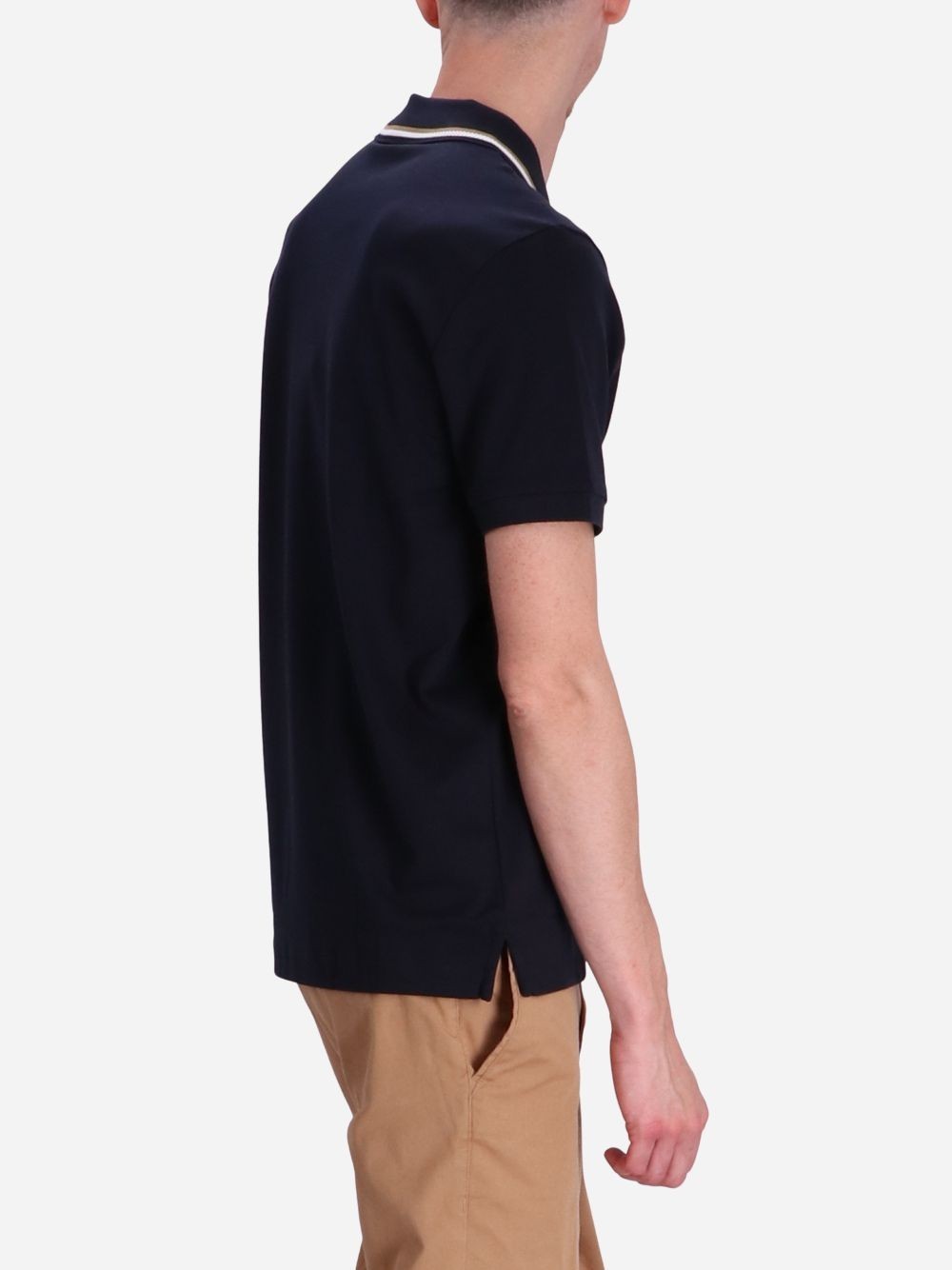 Hugo Boss Logo-print Striped-trim Cotton Polo Shirt In Black