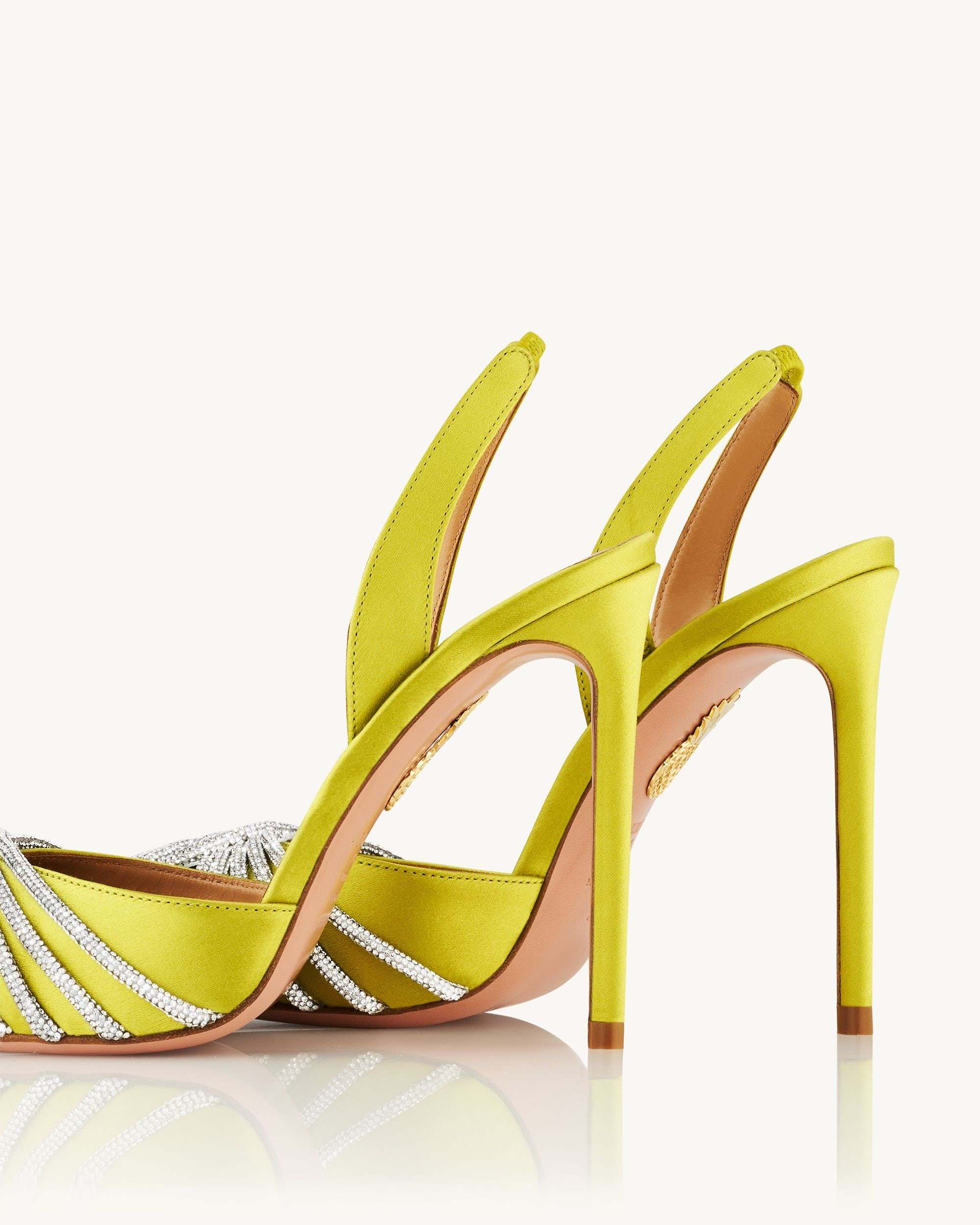 Aquazzura Gatsby 105mm Crystal-embellished Pumps In Yellow