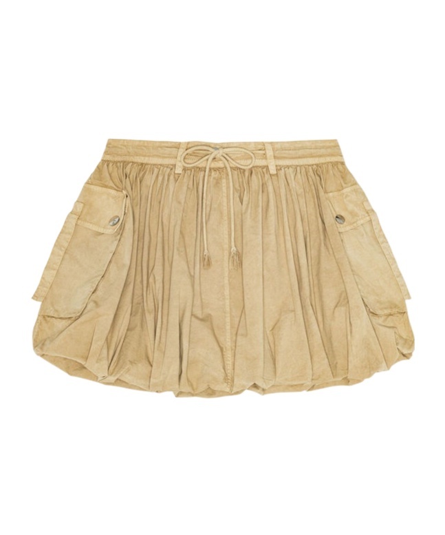 Ganni Womens Lark Bubble-hem Cotton Mini Skirt