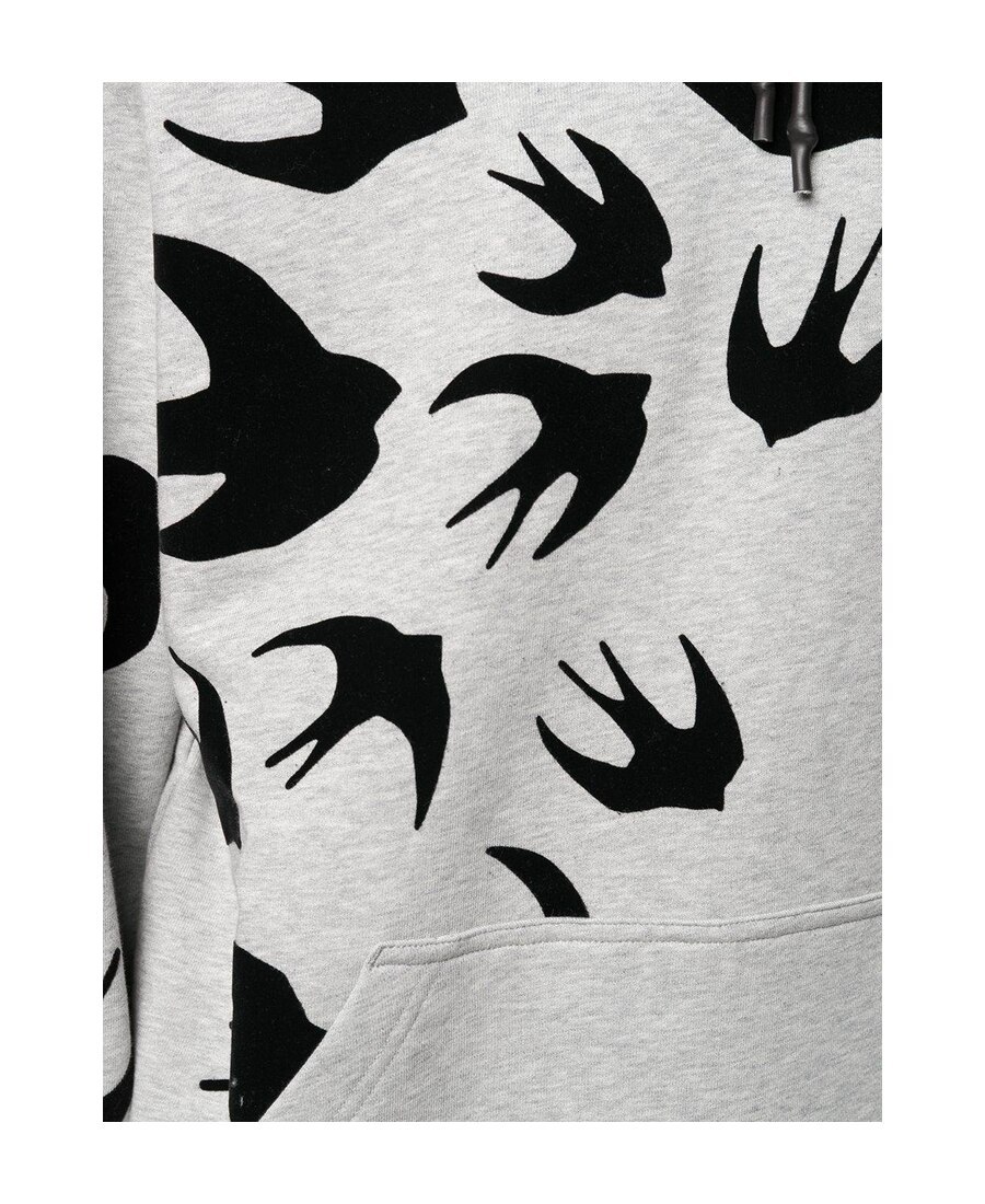 Mcq By Alexander Mcqueen Flock Swallow Hoodie In Gray