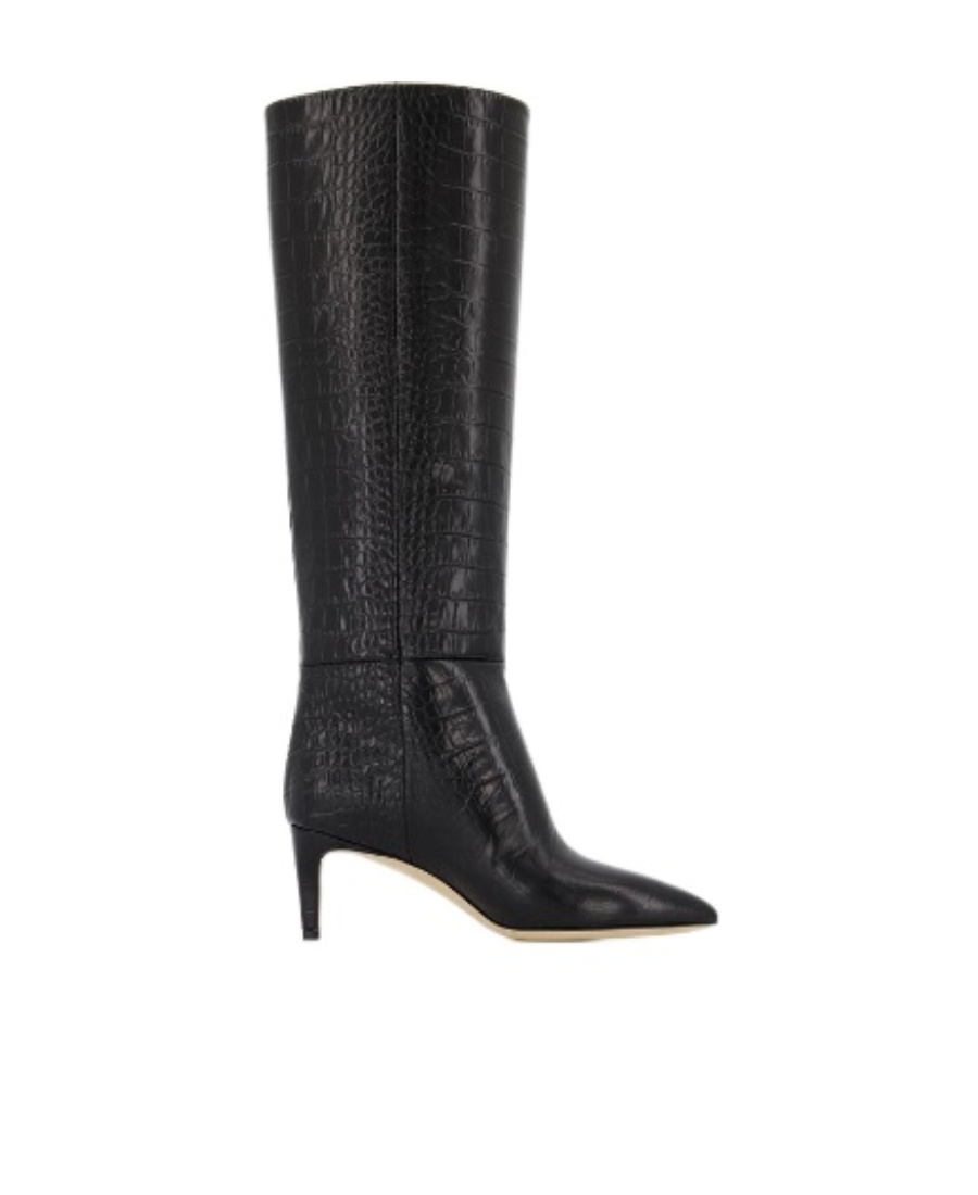 Paris Texas Croc-embossed Leather Boots In Black