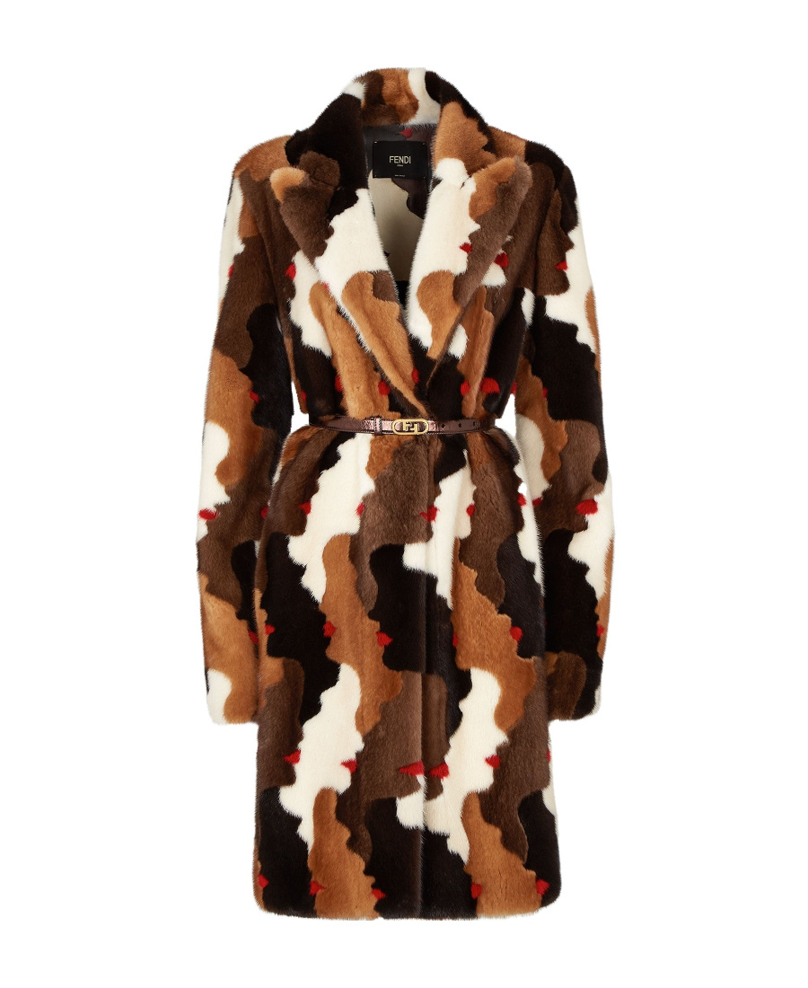 Fendi Multicolour Mink Coat In Multi