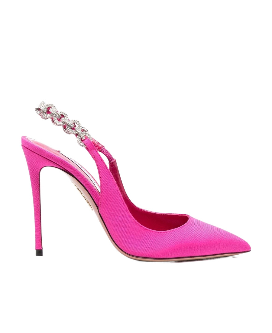 Aquazzura Crystal Embellished Satin Stiletto In Pink