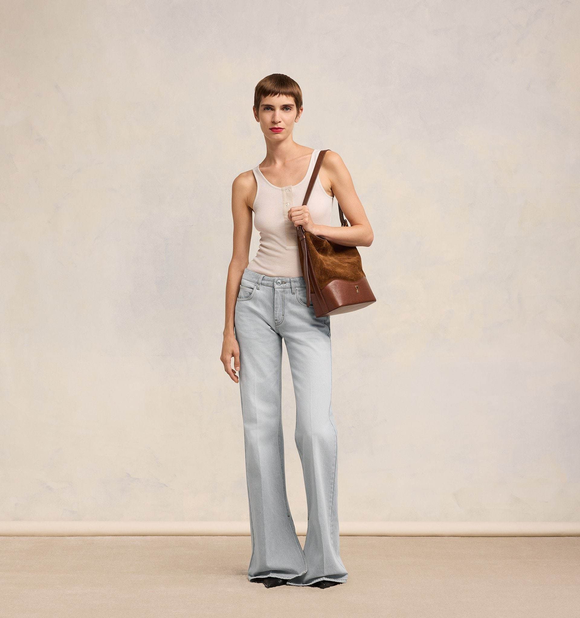 Ami Alexandre Mattiussi Ami Slitted Flared Jeans In Gray