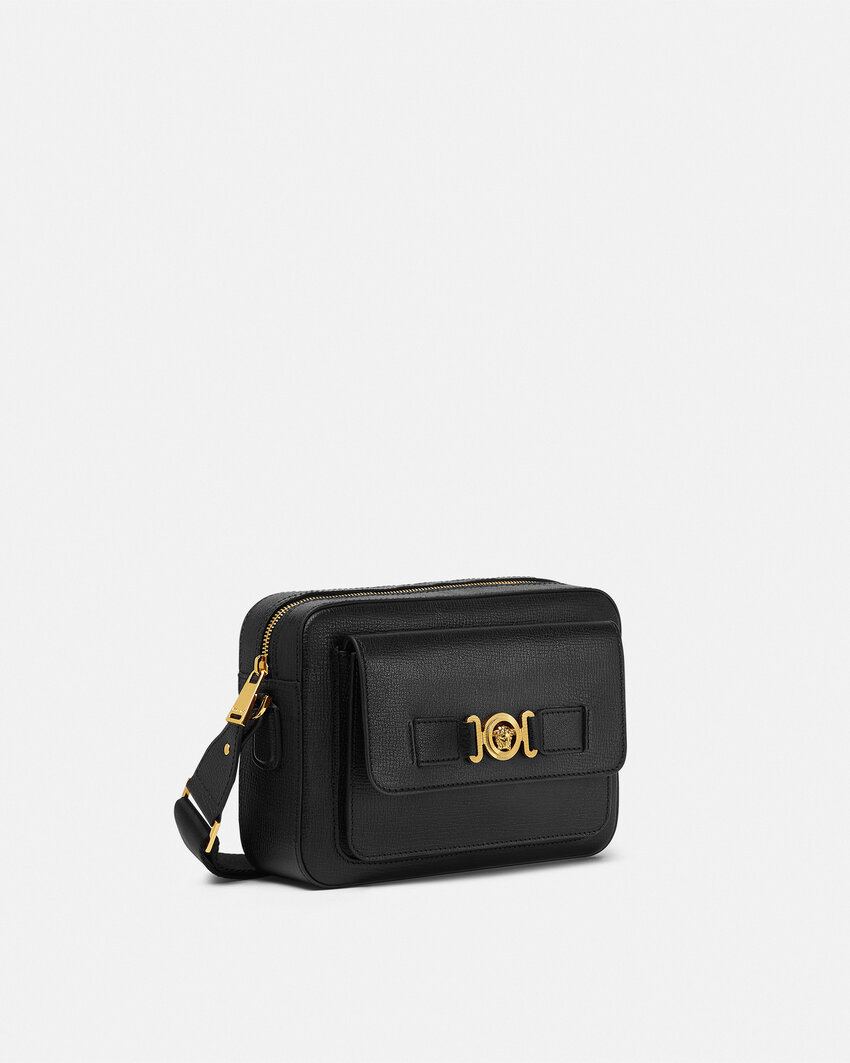 Versace Medusa Biggie Messenger Bag In Black