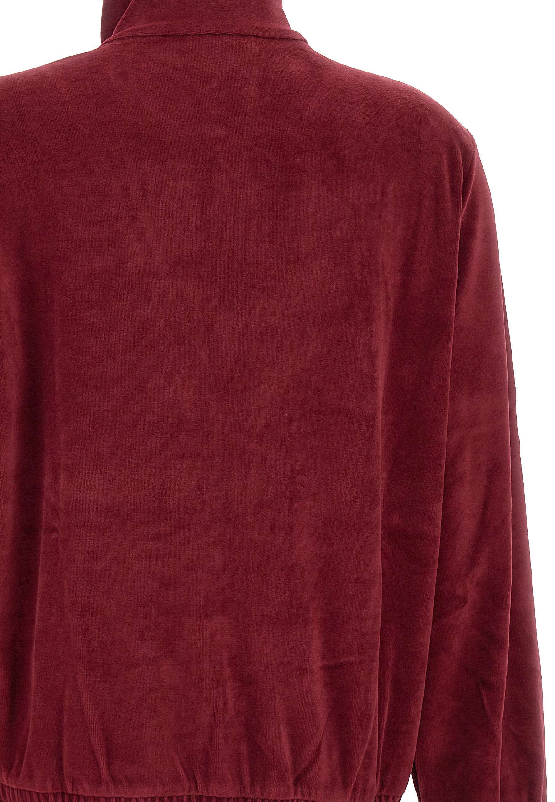 Mc2 Saint Barth Miriam Chenille Logo-embroidered Zip-up Sweater In Red