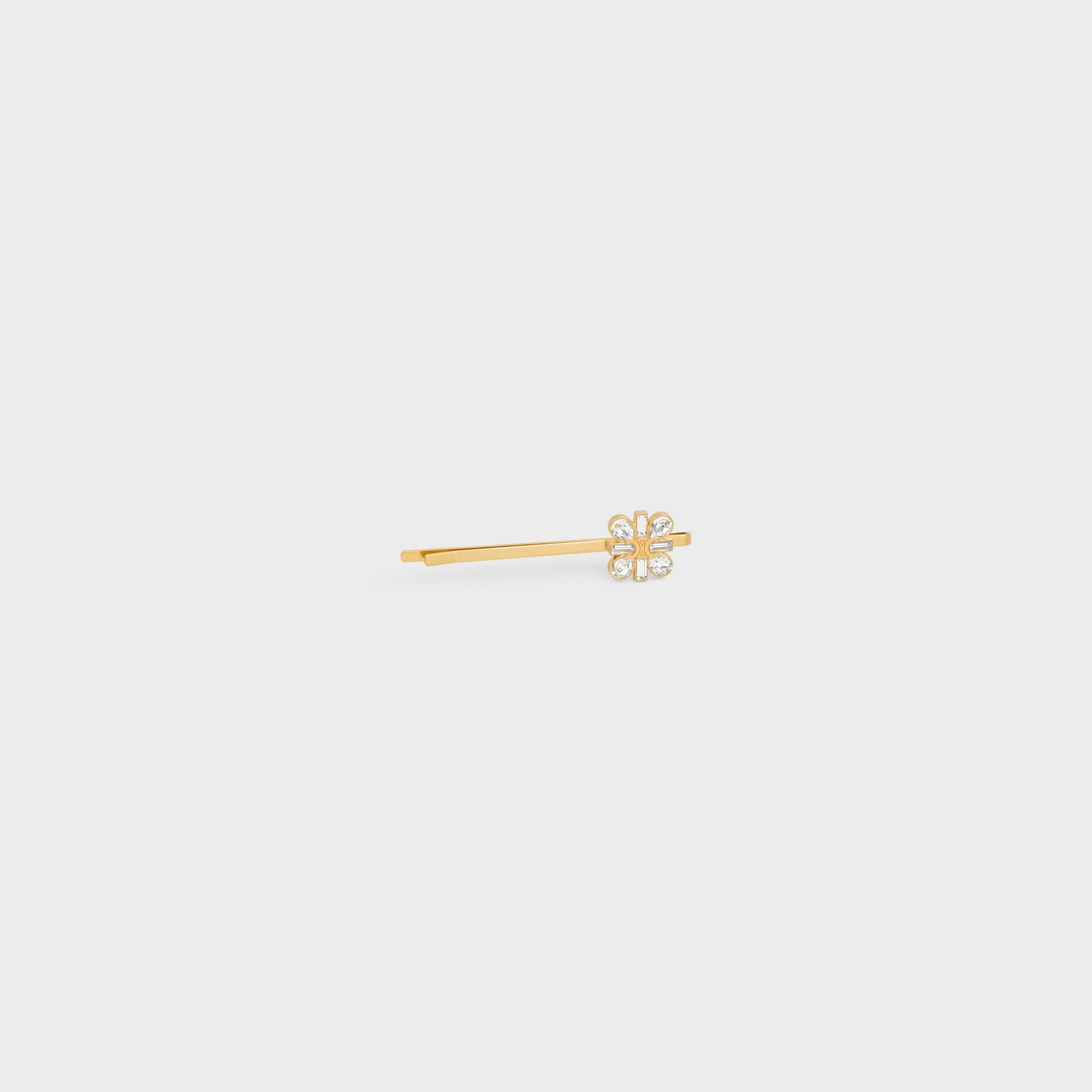 Celine Daisy Hair Slide In Strass And Brass With Gold Finish In Gold