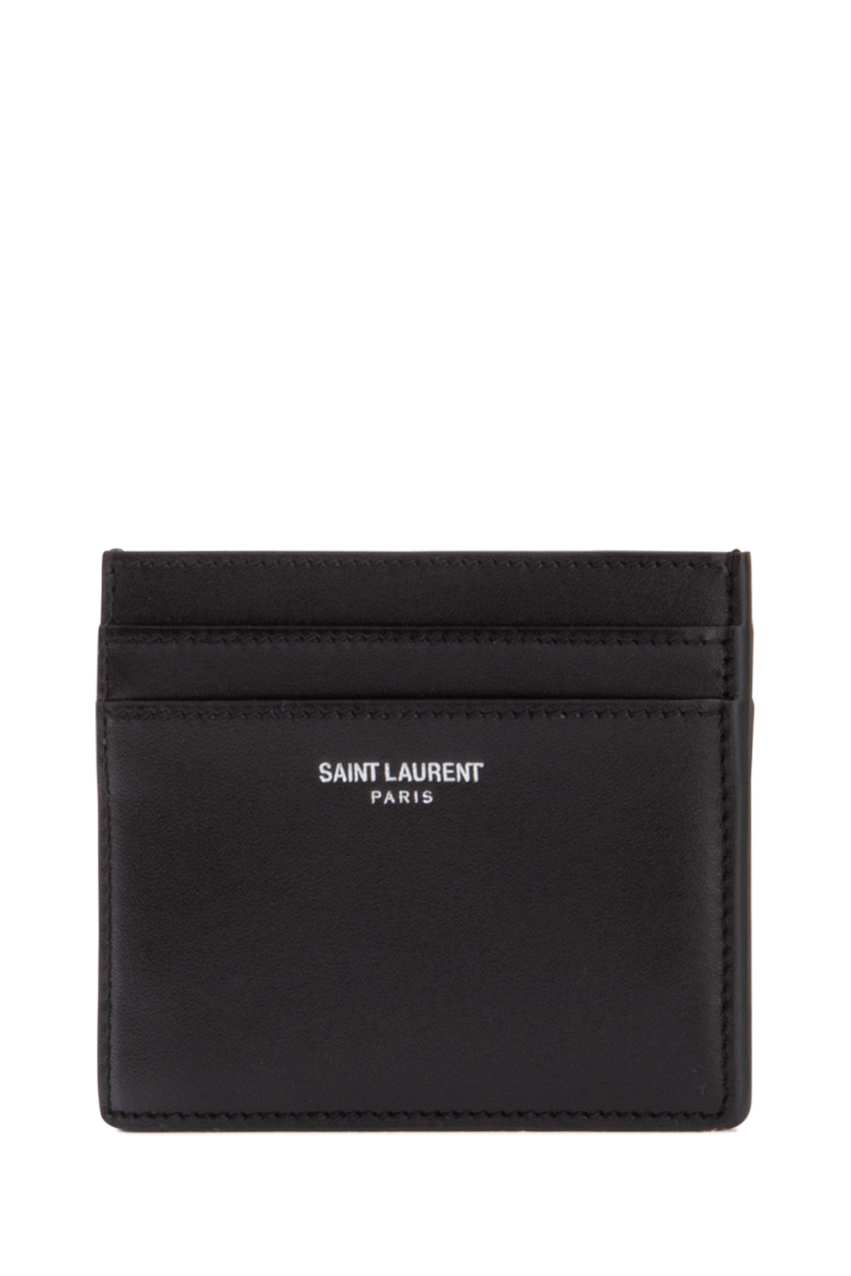 Saint Laurent Logo-print Leather Cardholder In Black