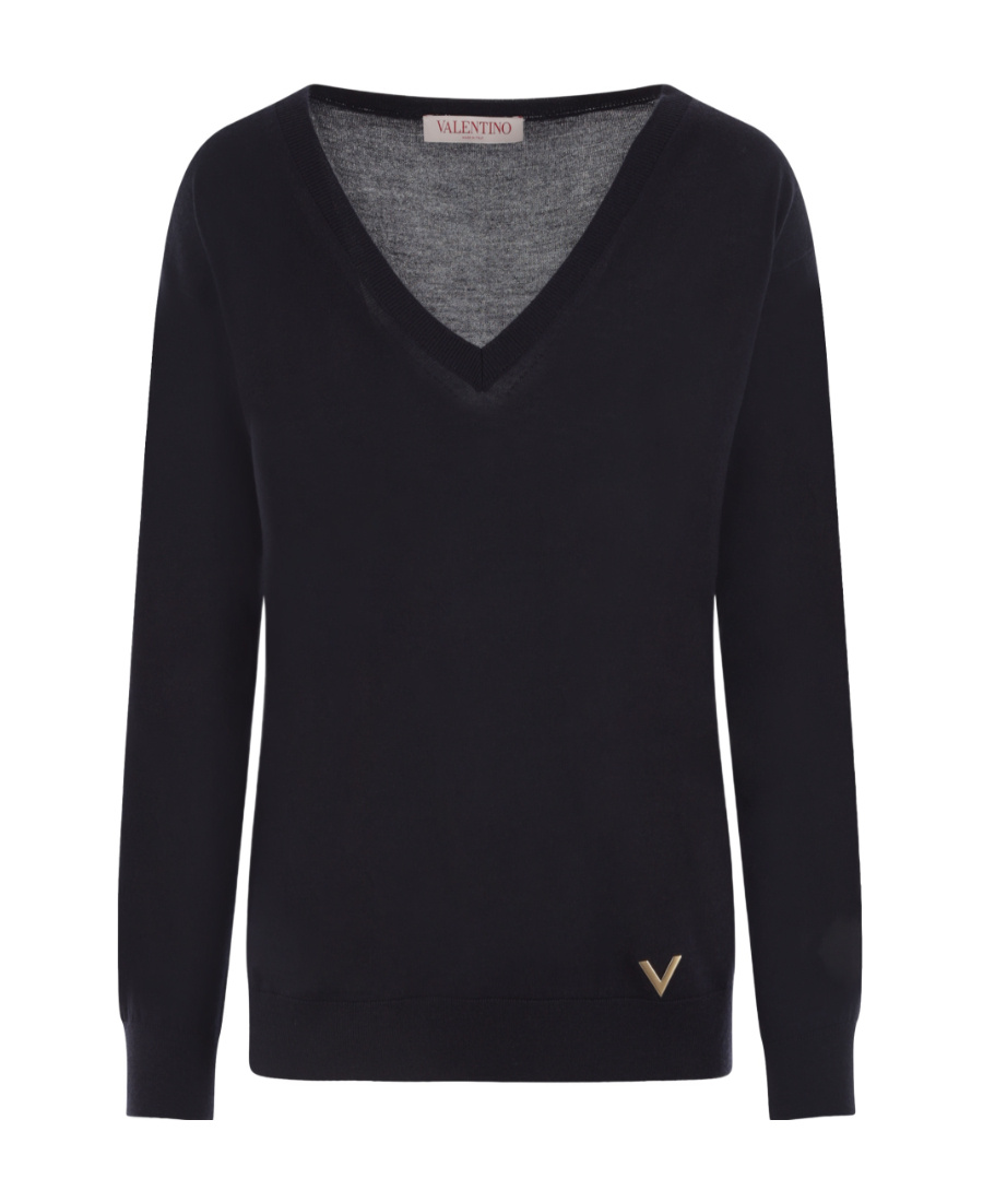 Valentino Cashmere-silk Blend Jumper In Black