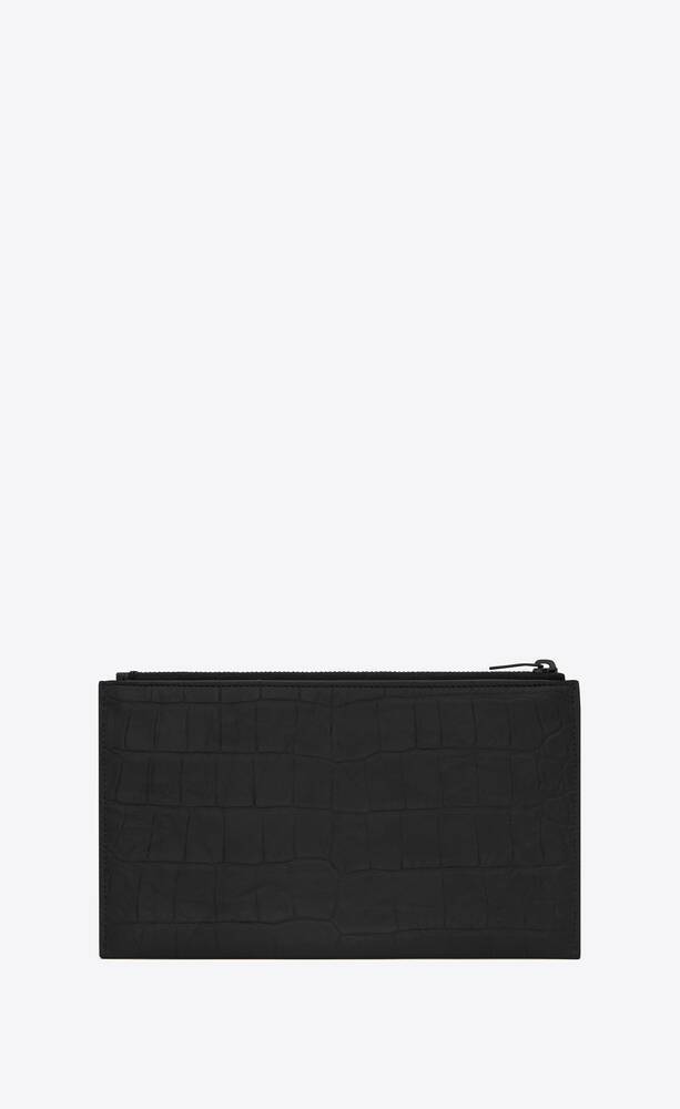 Saint Laurent Monogram Zipped Clutch Bag In Black