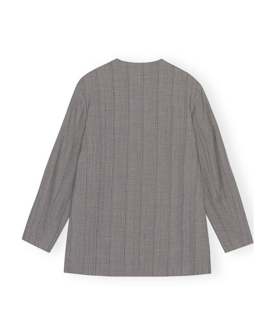 Ganni Herringbone Suit Jacket In Gray