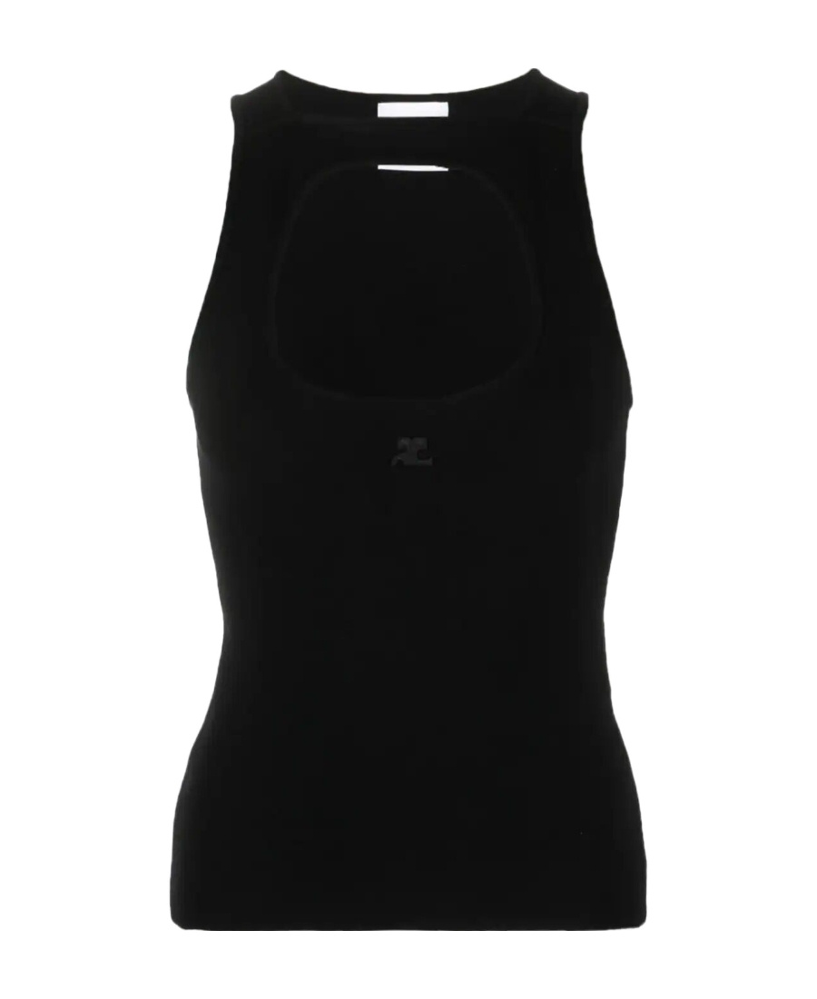 Shop Courrèges Logo-patch Cutout Tank Top In Black