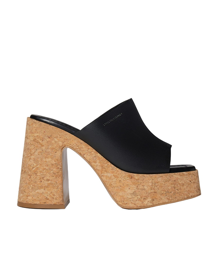 Stella Mccartney Eco-friendly Square Open Toe Cork Platform Heels In Nude