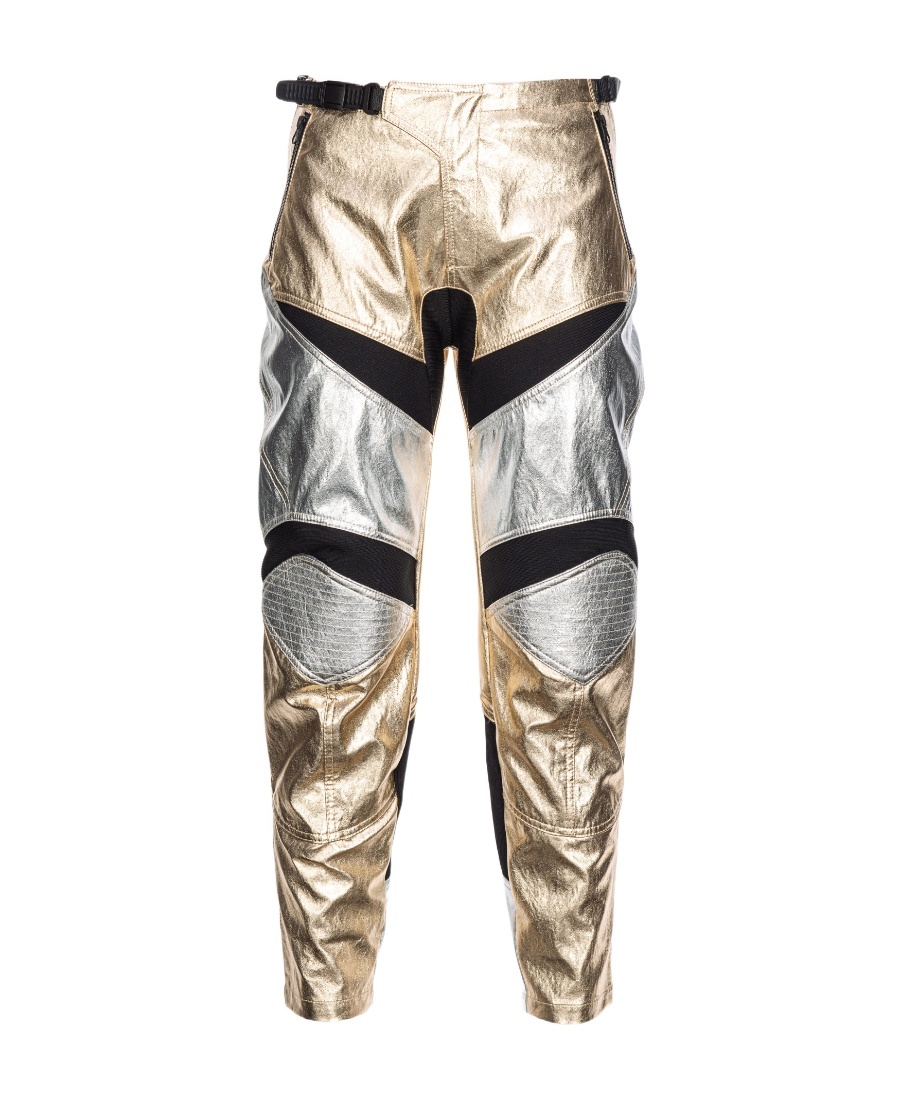 Pinko Panelled Metallic-finish Trousers In Multi
