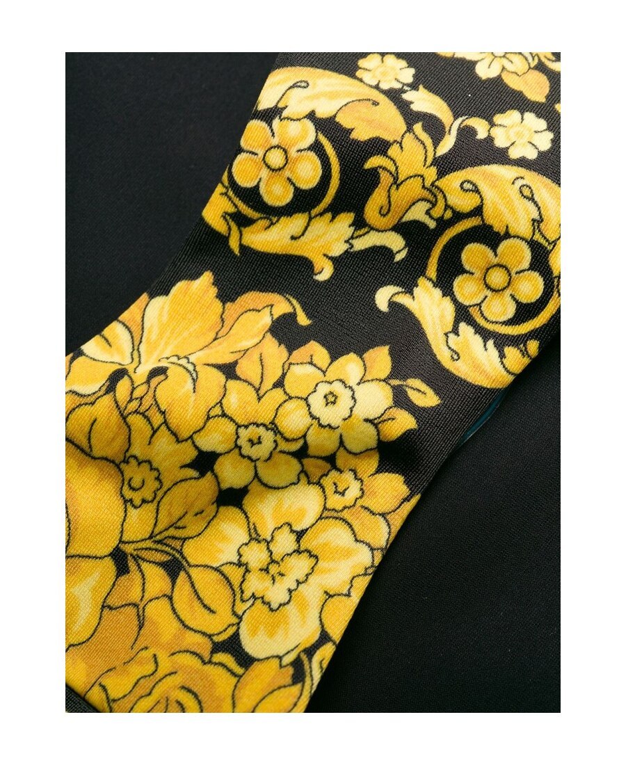 Versace Rose Print Bikini Bottoms In Black