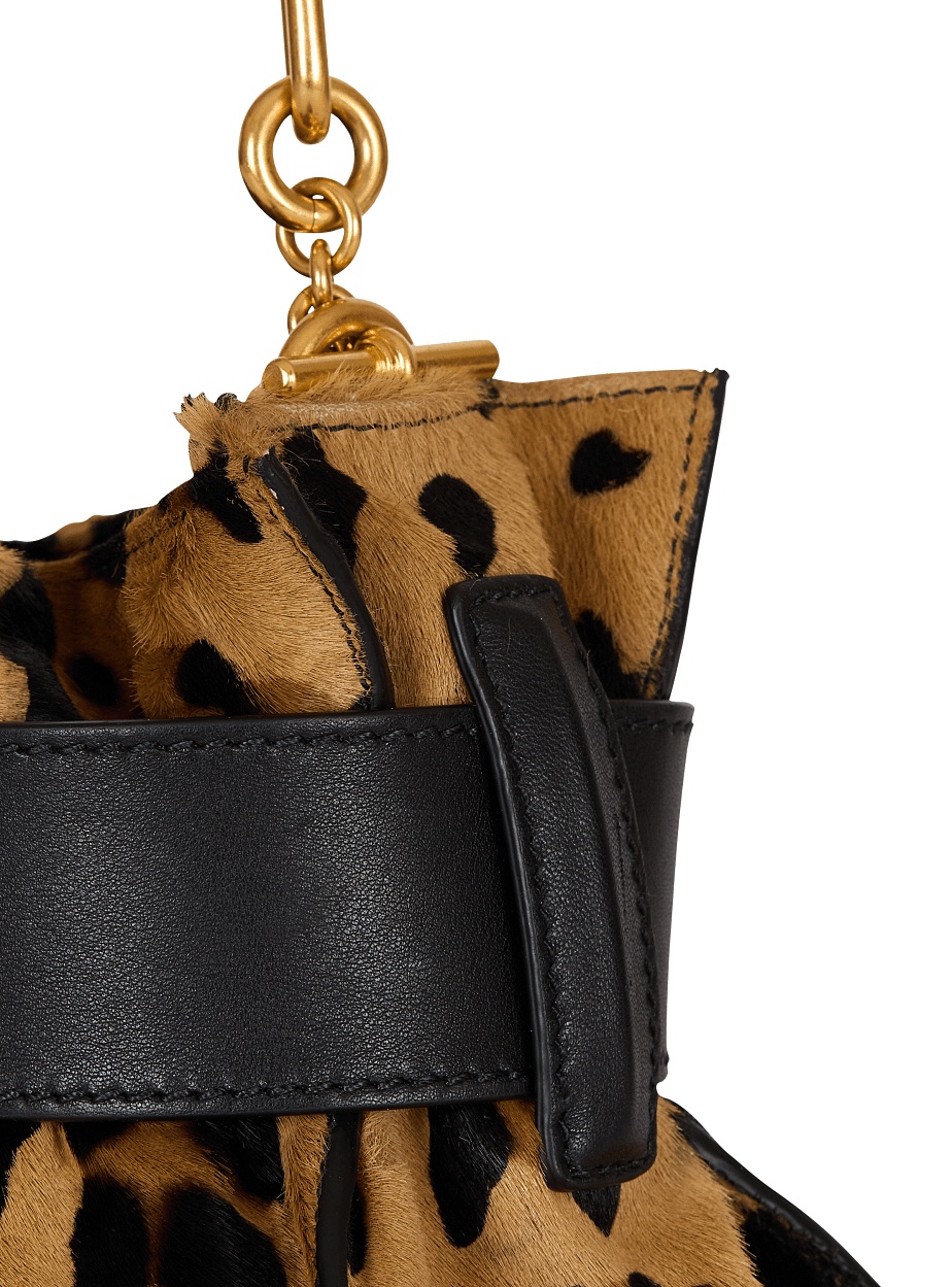 Balmain Anthem Mini Ponyskin-style Leopard Print Bag In Brown