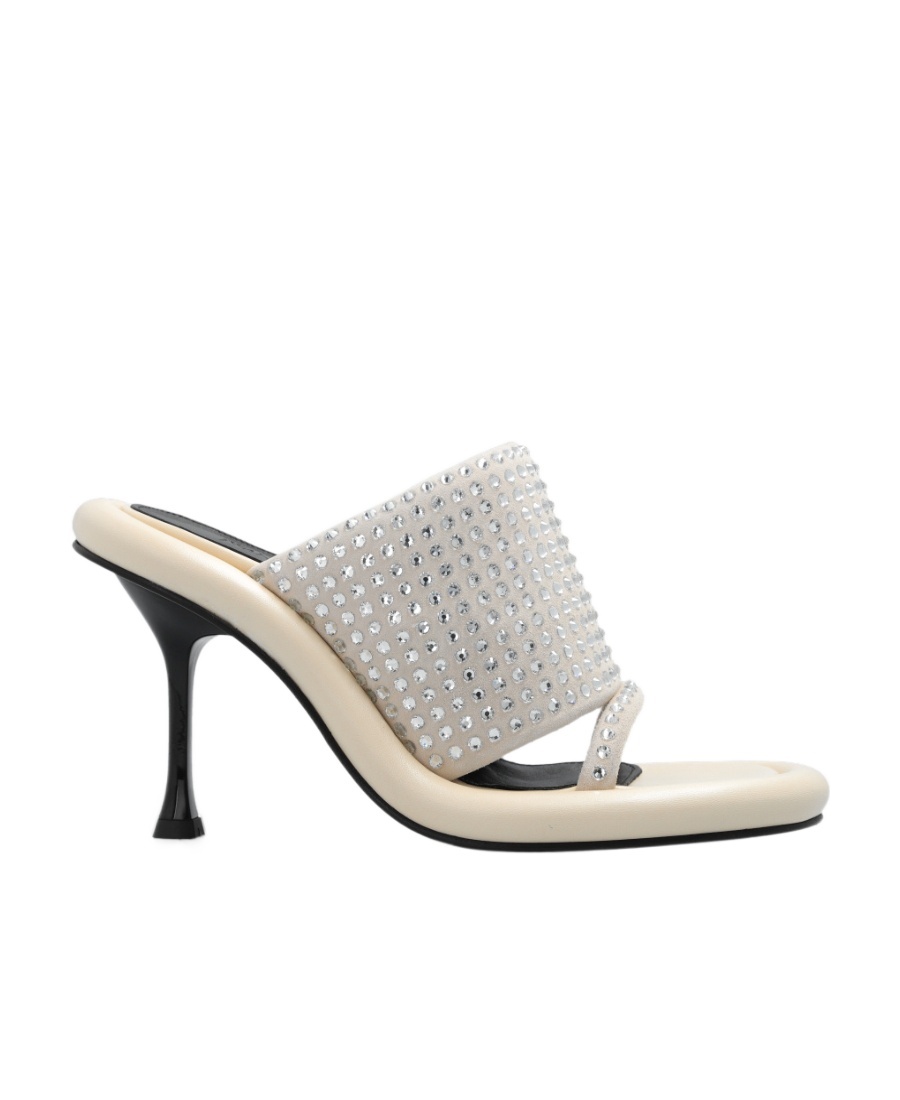 Jw Anderson Bumper-tube Crystal-embellished 90mm Mules In Nude