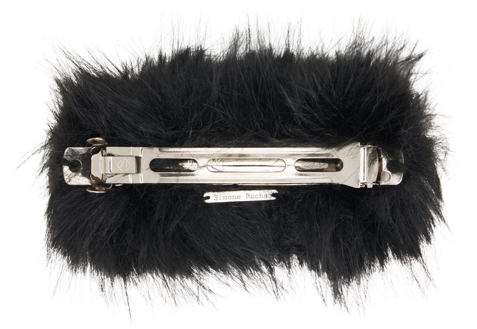 Simone Rocha Furry Crystal Hair Clip In White