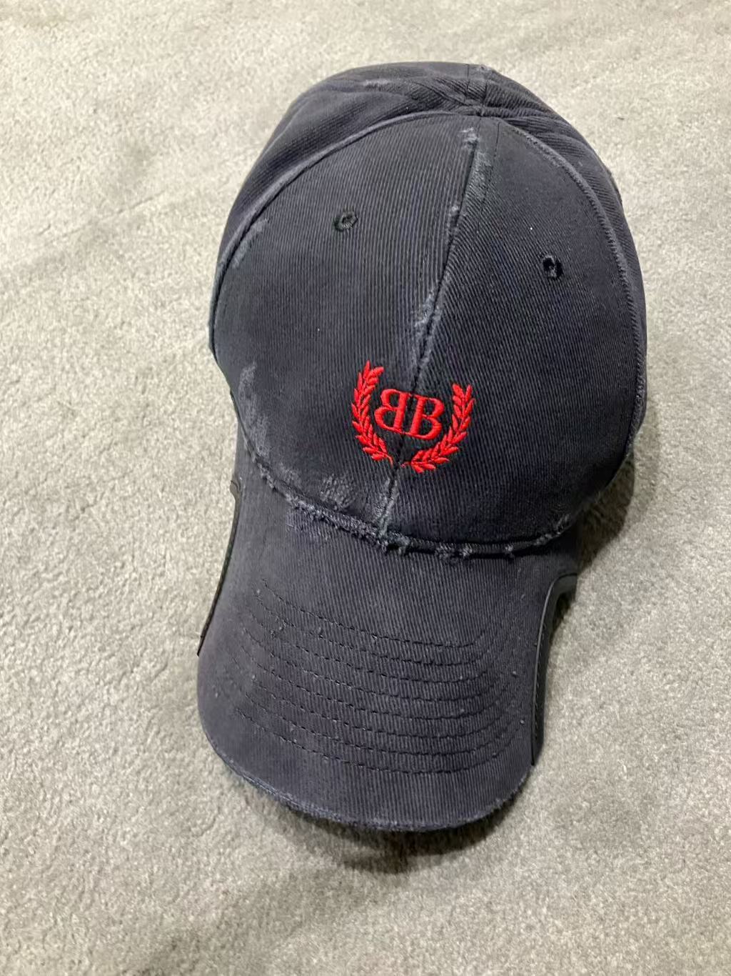 Balenciaga Logo Cotton Drill Baseball Cap In Black