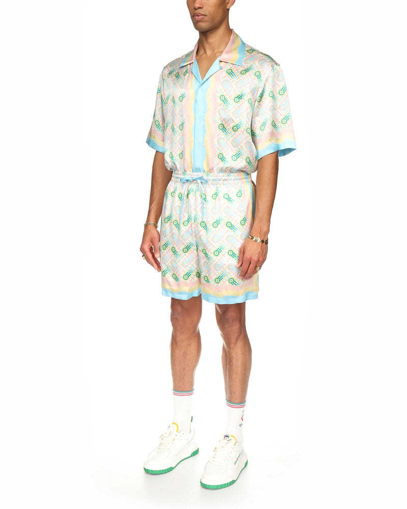 Casablanca Ping Pong Silk Shorts In Multicolor