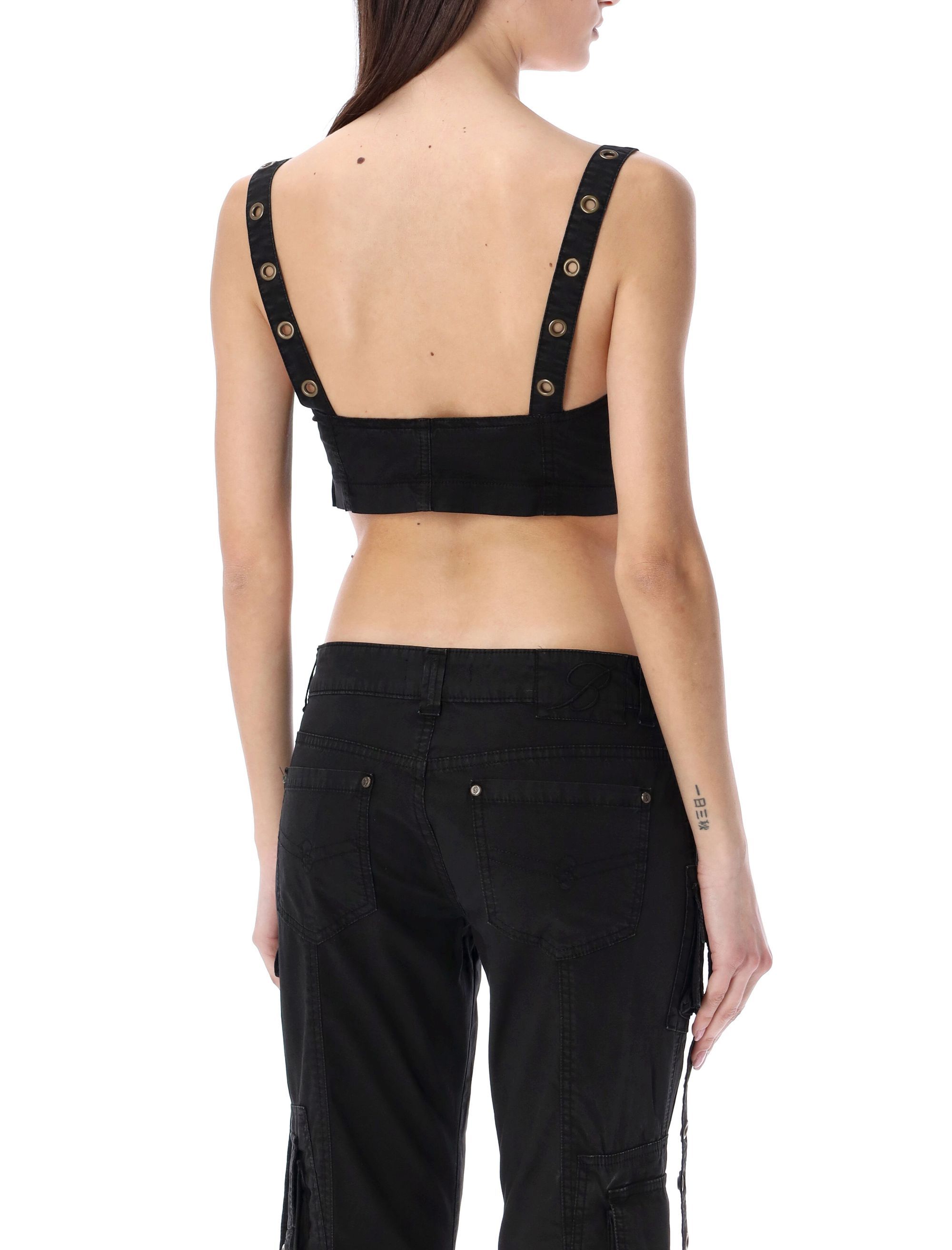 Shop Blumarine Cargo-style Crop Top In Black