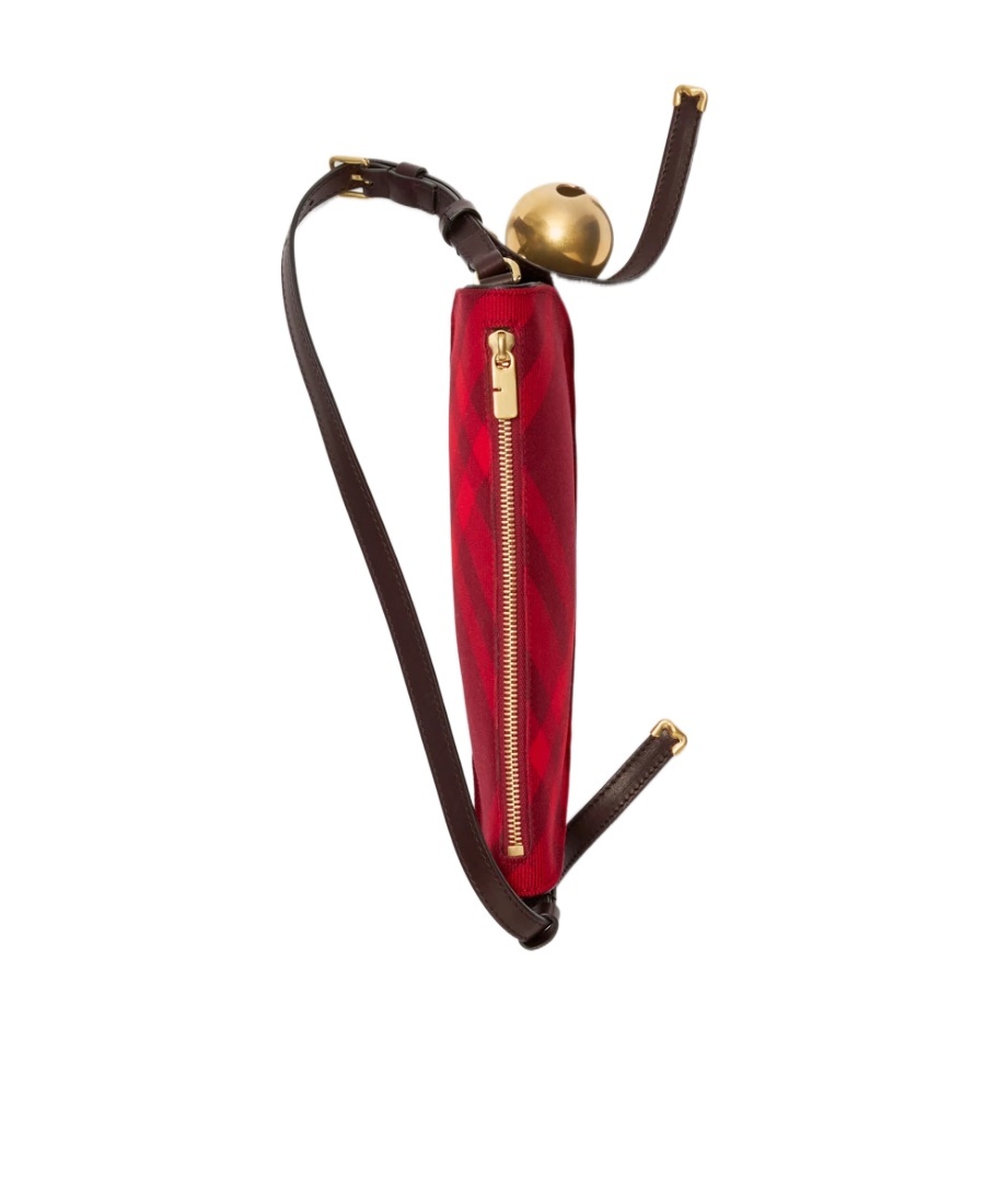 Burberry Mini Shield Check-pattern Shoulder Bag In Red